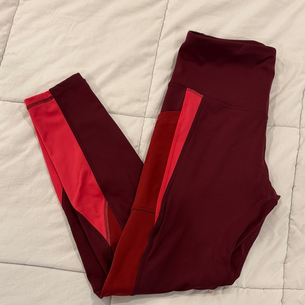 Women’s Burgundy and Pink Leggings